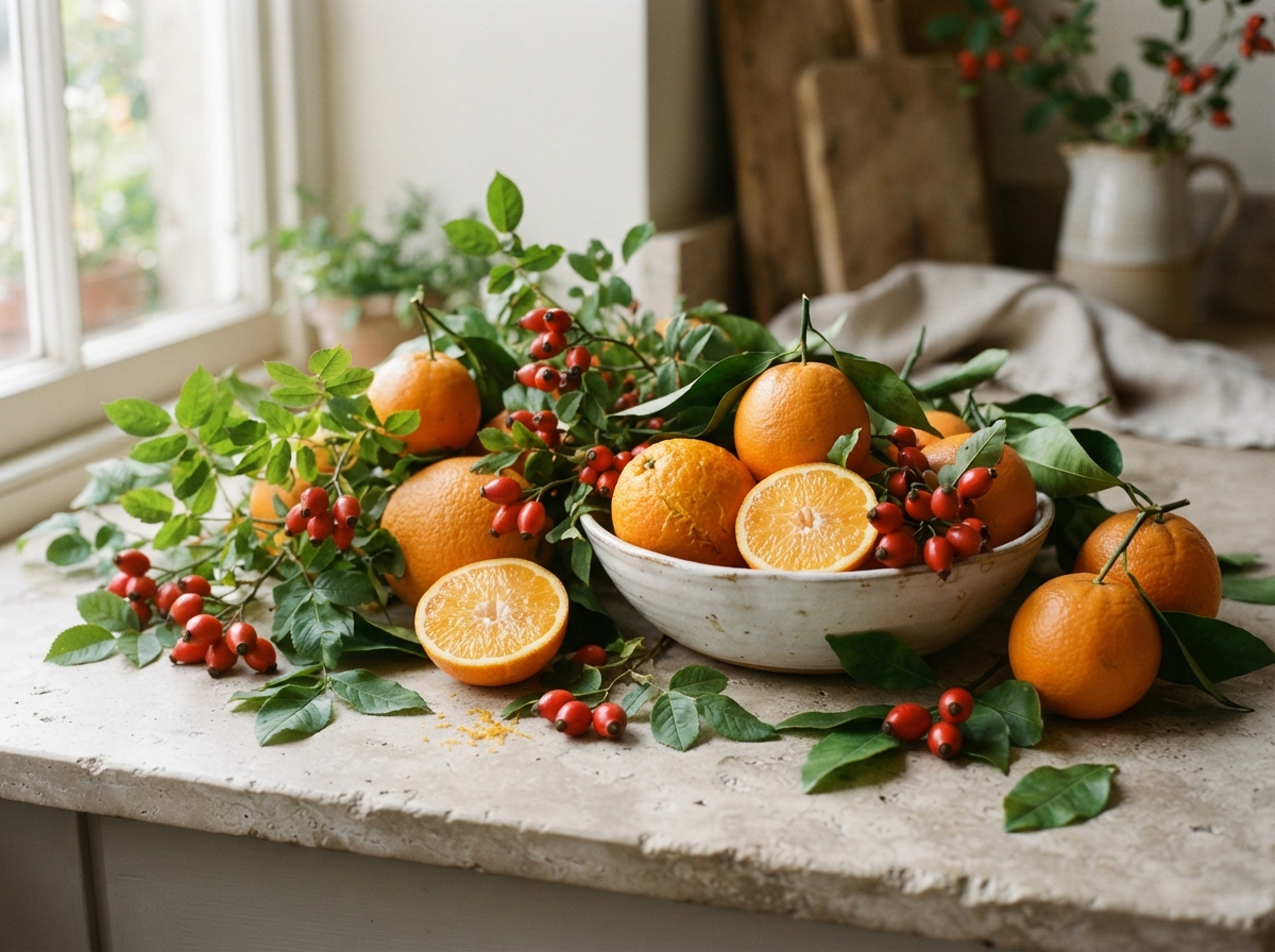 Fresh citrus fruits rich in vitamin C
